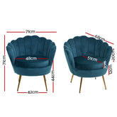 Artiss Armchair Lounge Chair Accent Retro Armchairs Lounge Shell Velvet Navy
